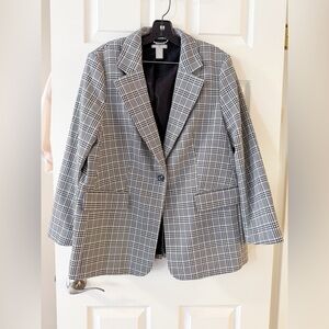 H&M Checkered Heavyweight Blazer Lو 23" PTP Dark Academia Oversized
